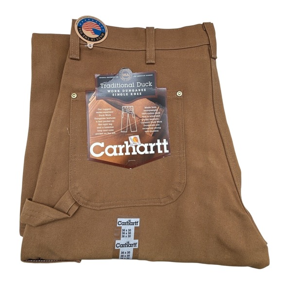 Carhartt B02 BRN Traditional Duck Work Dungaree Single Knee Pants 36x30 NWT NOS